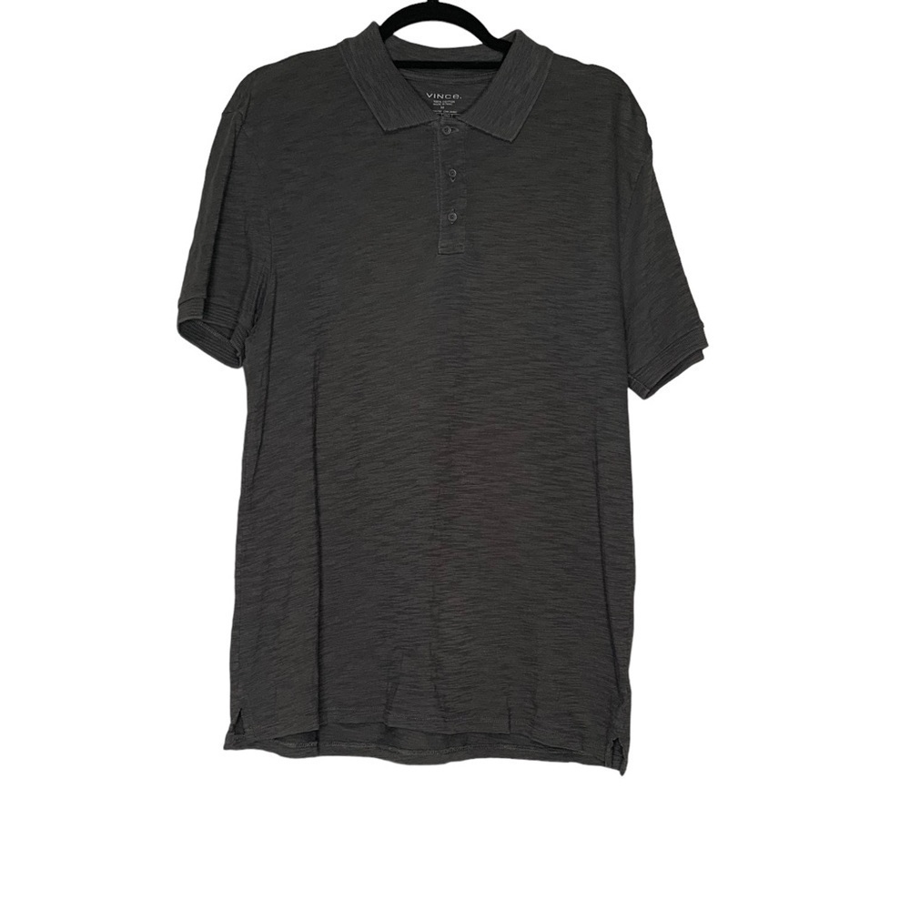 VINCE grey slub knit polo. Size M